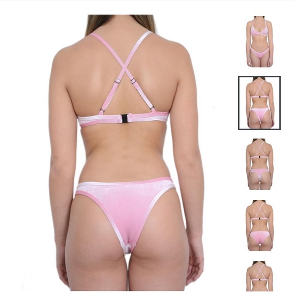 Hoaka Swim: Pink Velvet Bikini Set - Picture 2 of 9